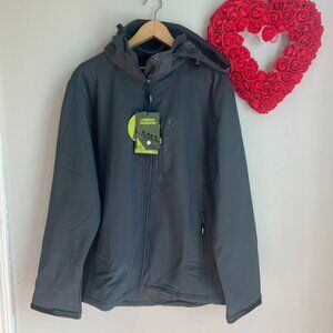 Outdoor Ventures Mens Fleece Lined Soft Shell Jacket LARGE in Gray Hooded